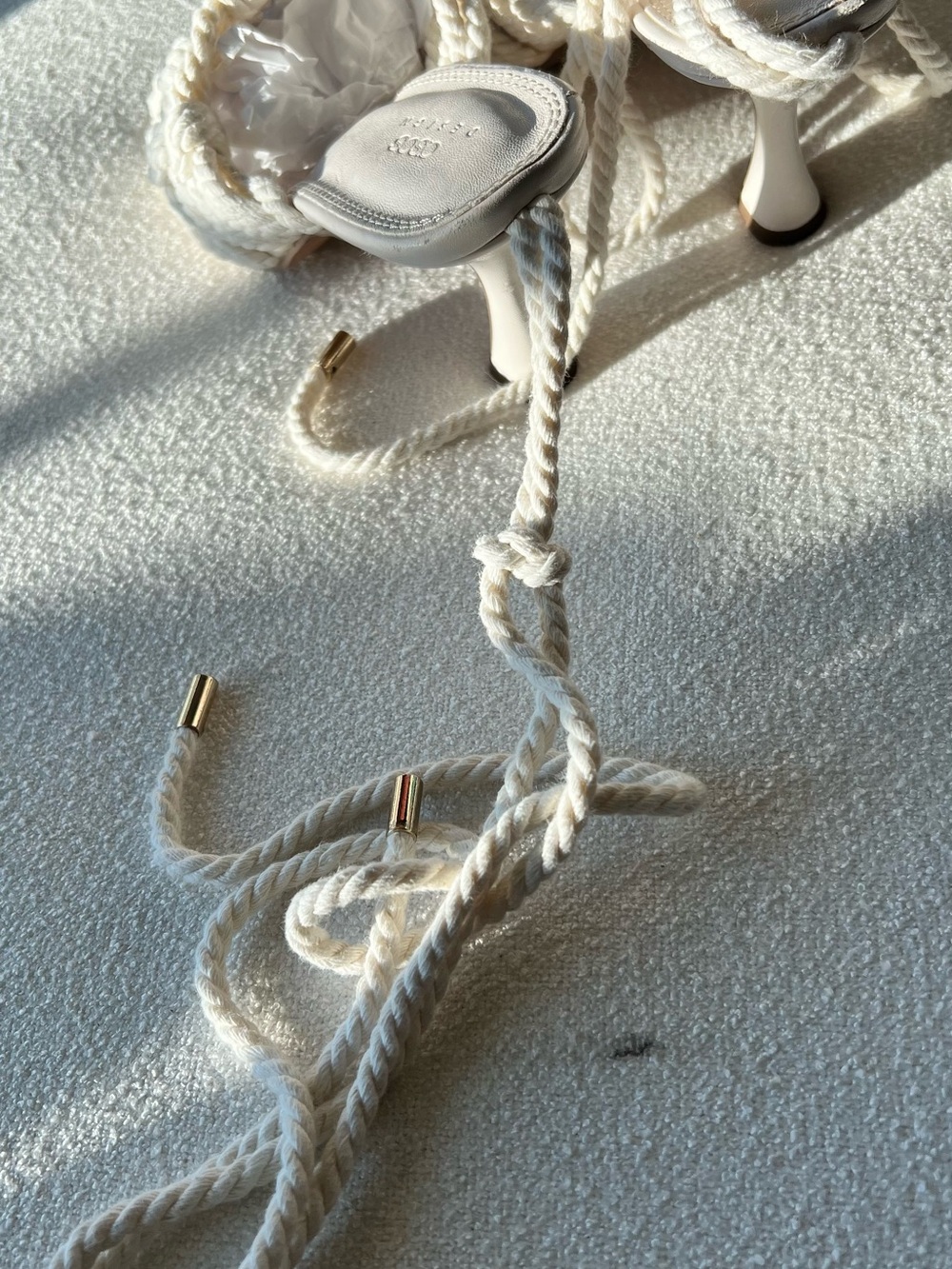 ASOS Handwoven Rope Lace-Up Sandals - Cream - Picture 9 of 13